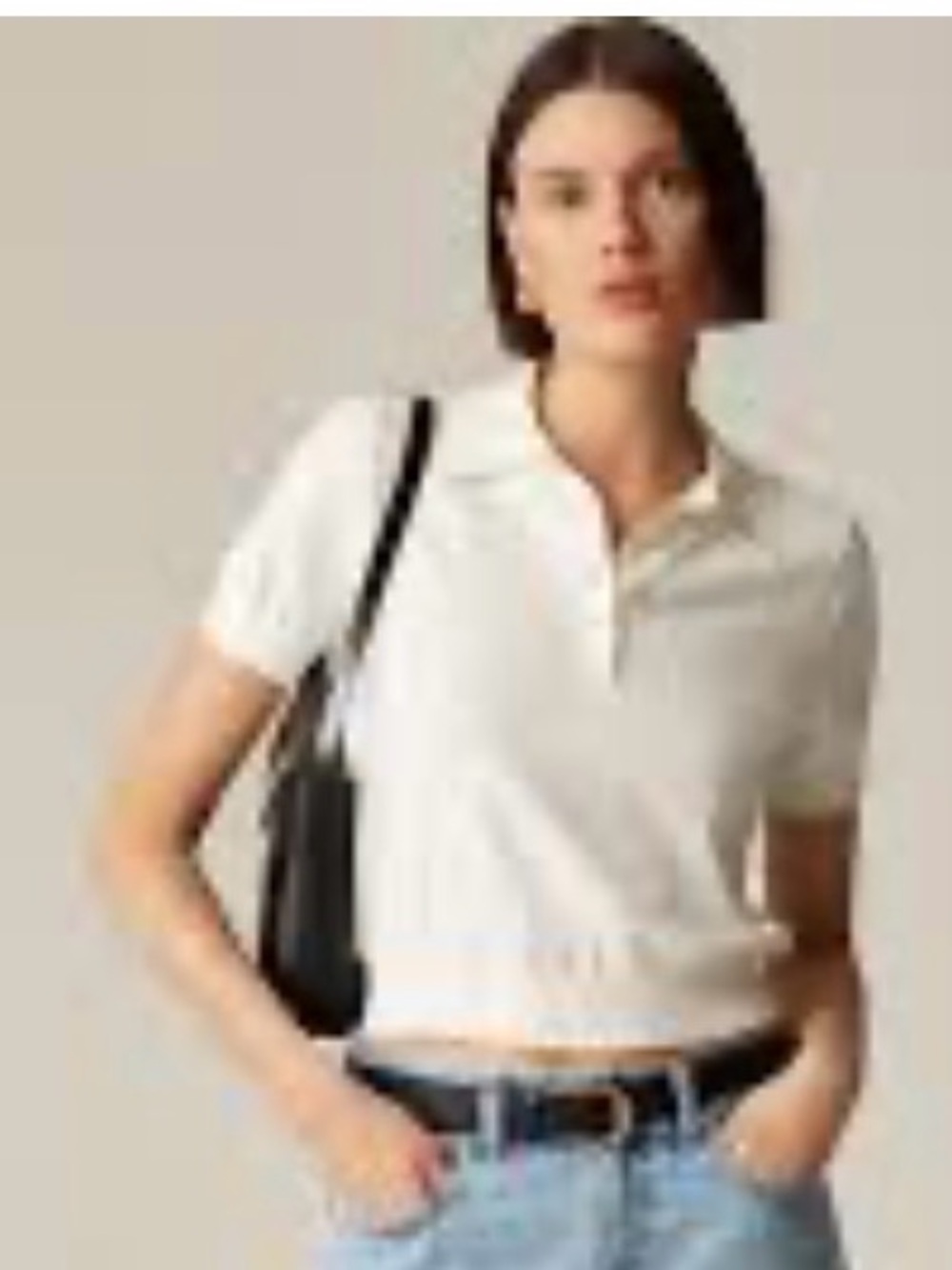 J Crew New Casual Short-Sleeve Polo Top in Pale Ivory